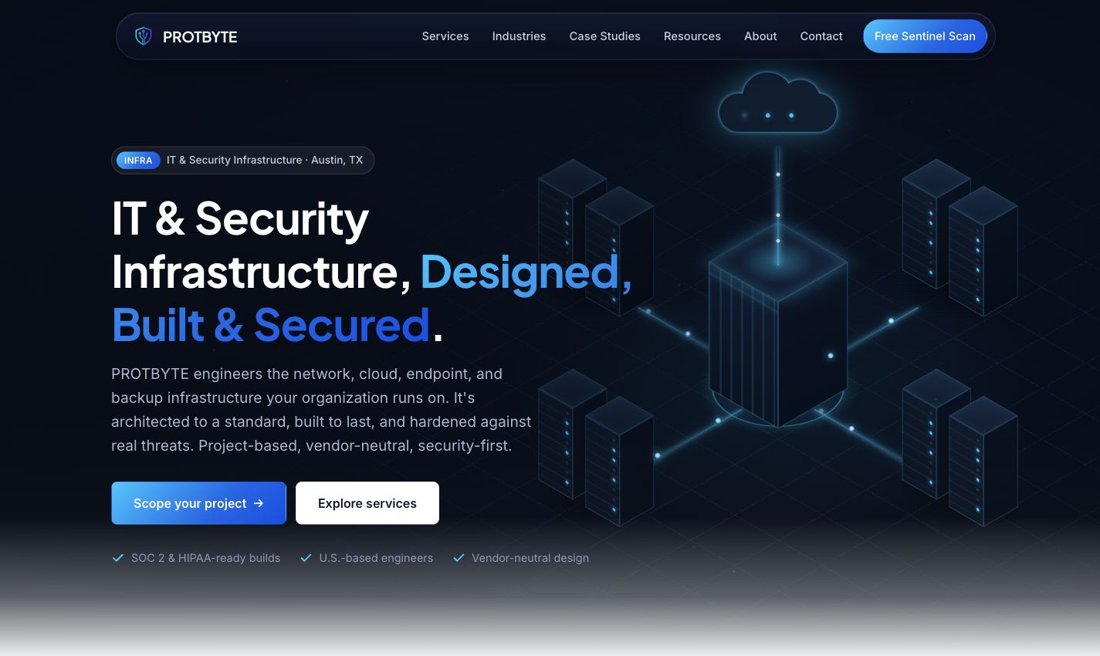 Original Protbyte homepage with its text-led introduction