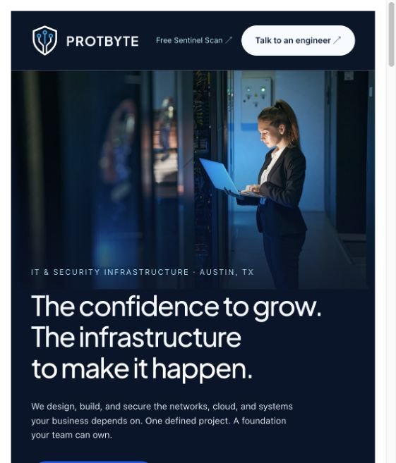 Recorded Protbyte redesign prototype with the engineer photograph and refined branding